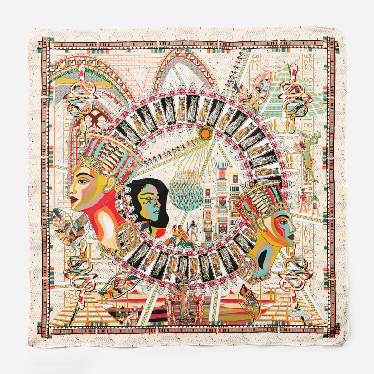 Cleopatra 43 cm cream Silk SCarf 11 2