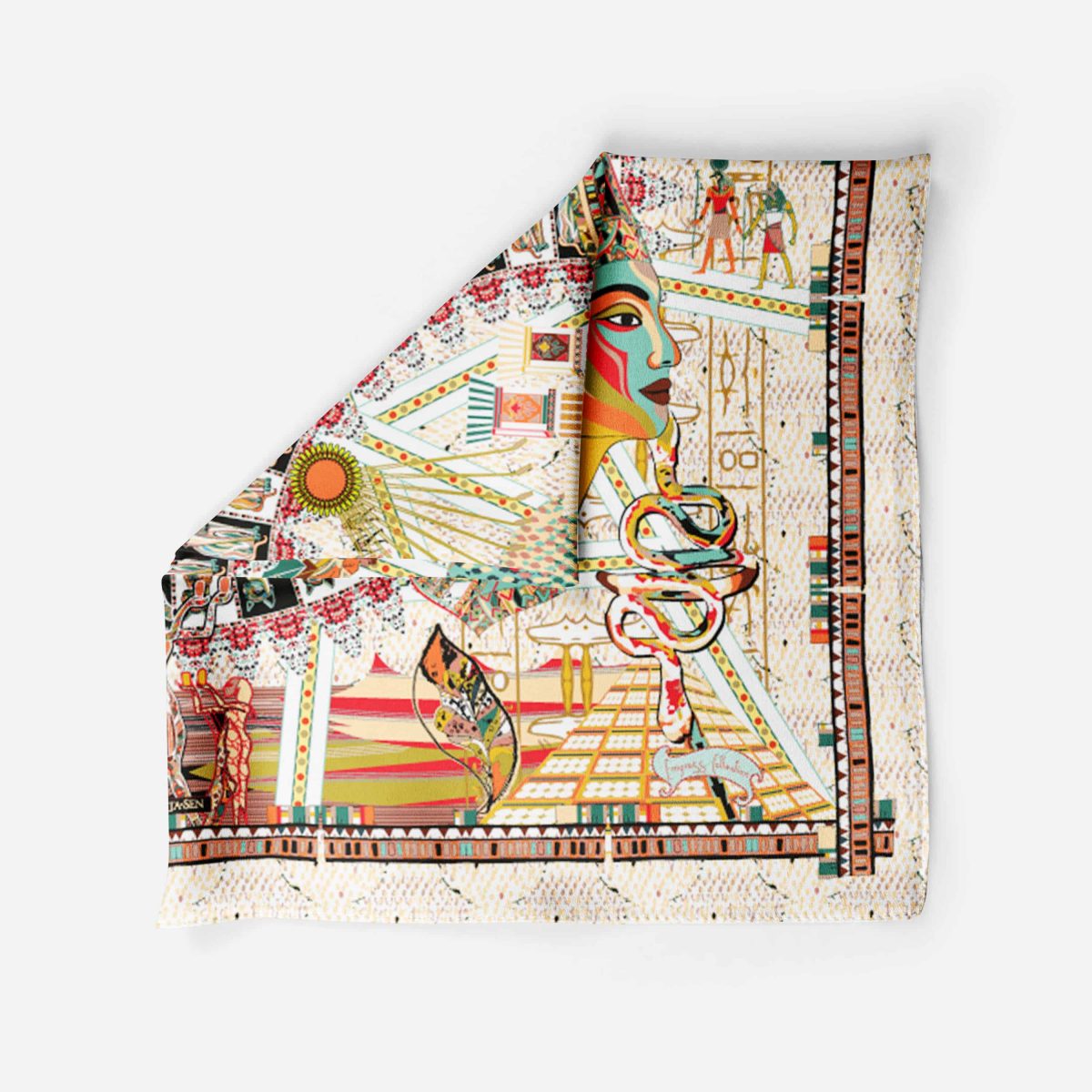 Cleopatra 43 cm cream Silk SCarf 5