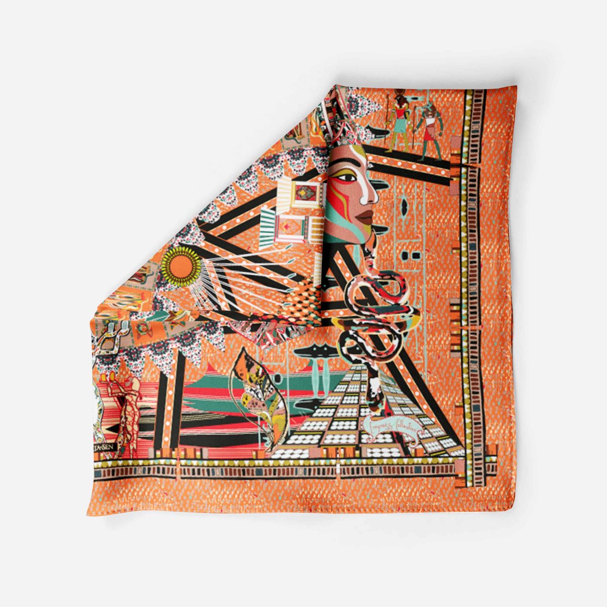 Cleopatra 43 cm salmon Silk SCarf 5