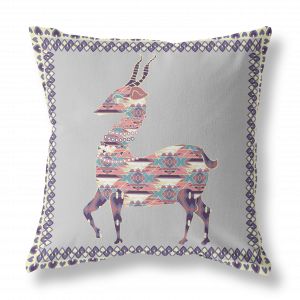 Deer Nature Gray Square Pillow Top View View