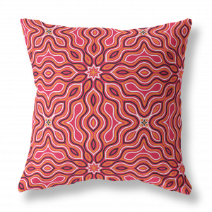 Red Swirling Dervish Square Pillow Top View View