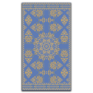 Wire Frame Floral Blue and Gold Rug
