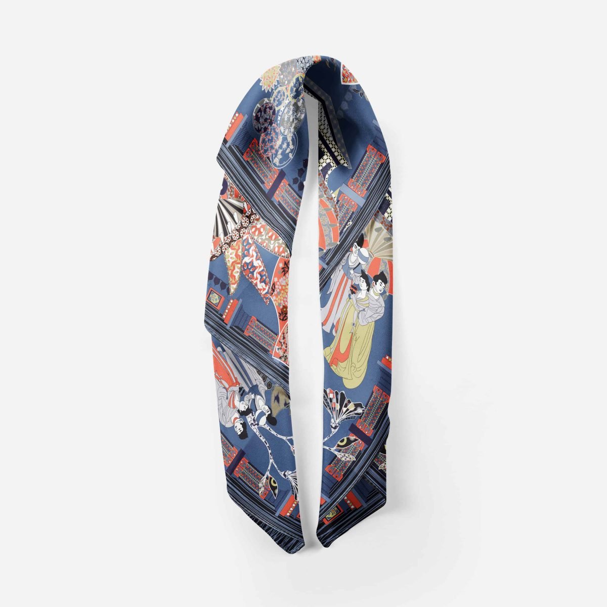 Wu Zetian 135 cm square scarf Merged Navy Blue Silk SCarf 13