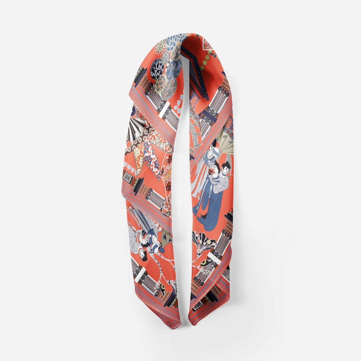 Wu Zetian 135 cm square scarf Merged Orange Silk SCarf 13