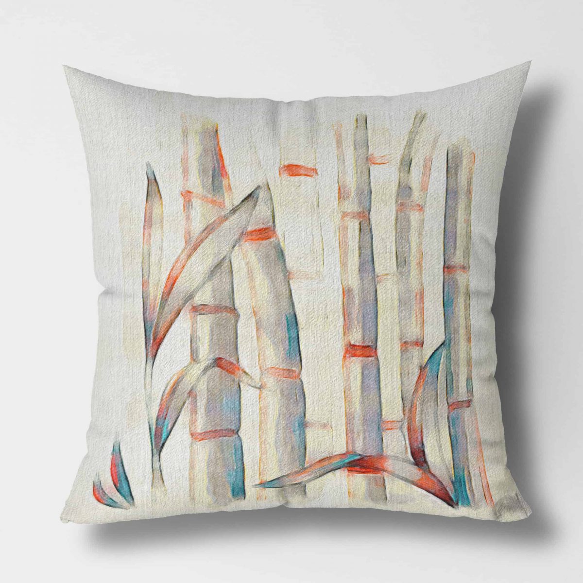 Bamboos Red and Blue Front View Canvas Pillow square
