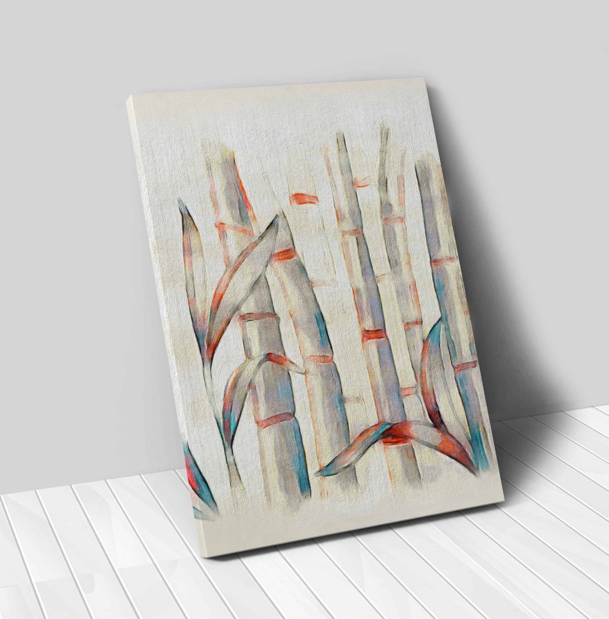 Bamboos Red and Blue VERTICAL 24x36 canvas 01 vertical