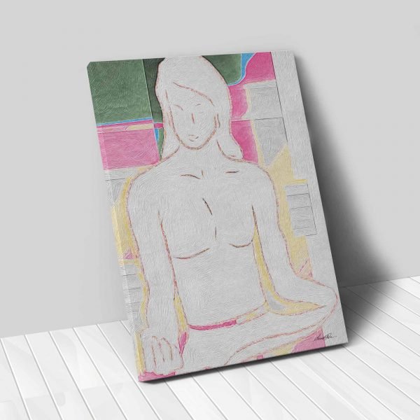Buddha Sitting Pink Pastel Vertical 24x36 canvas 01 vertical