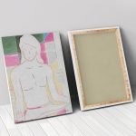 Buddha Sitting Pink Pastel Vertical 24x36 canvas 02 vertical front and back