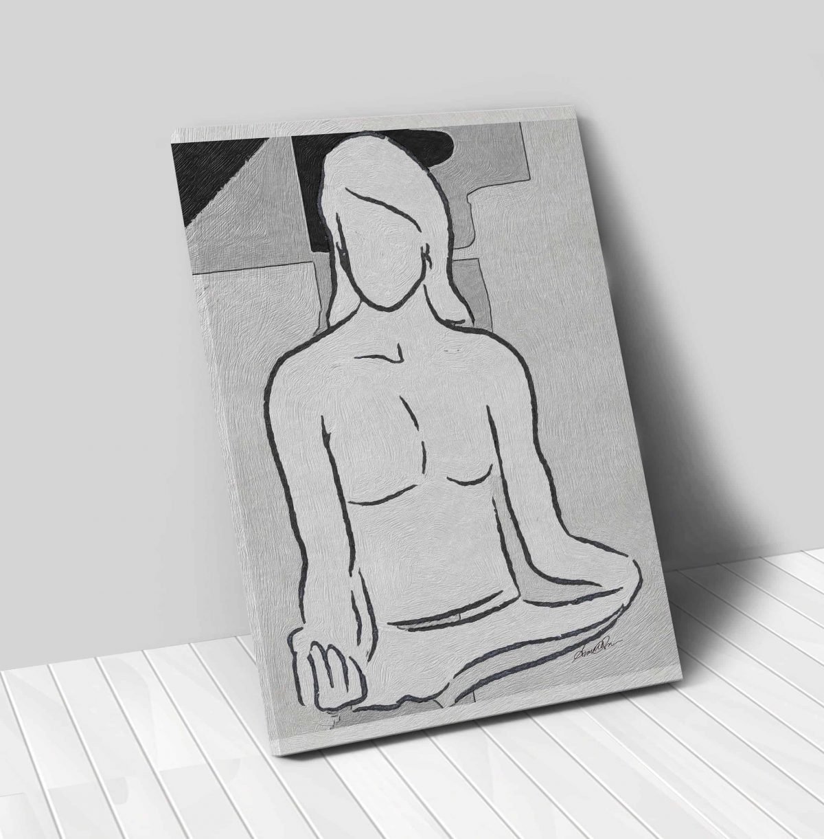 Buddhas Thoughts Black and White Vertical 24x36 canvas 01 vertical