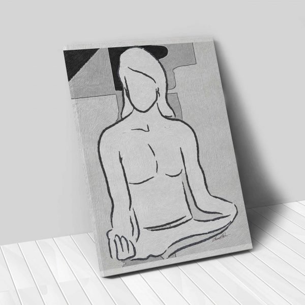 Buddhas Thoughts Black and White Vertical 24x36 canvas 01 vertical