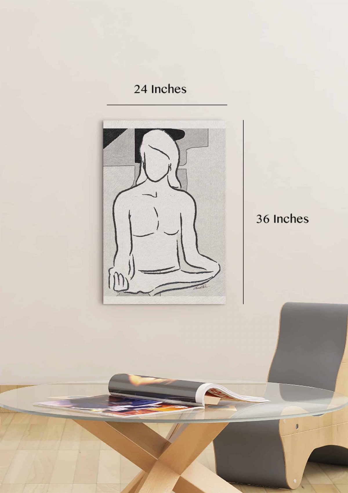 Buddhas Thoughts Black and White Vertical Room Mockup 24 x 36
