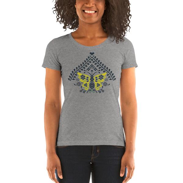 Butterfly mockup Front Womens Grey Triblend grande