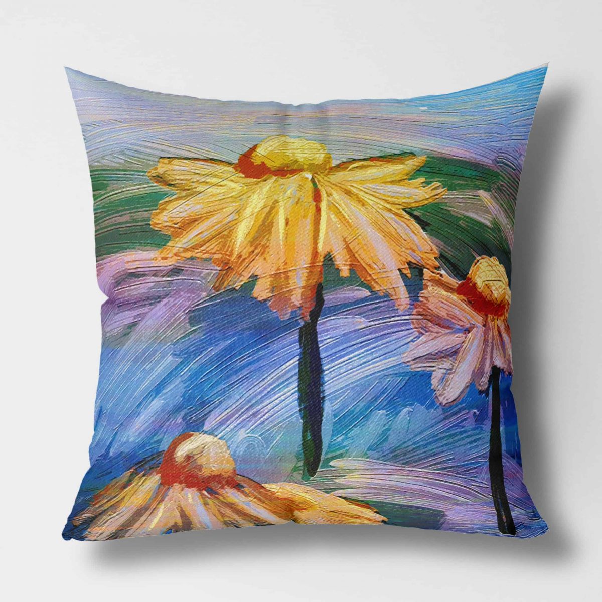 Daisies Hot Glam Front View Canvas Pillow square