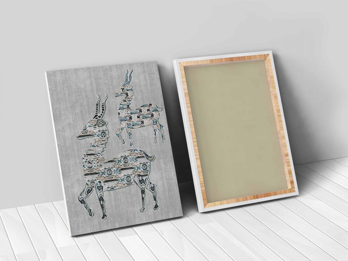 Dear Nature Blue On Gray Vertical 24x36 canvas 02 vertical front and back