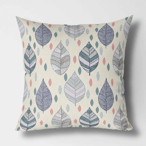Falling Leaves Light Gray View Canvas Pillow square