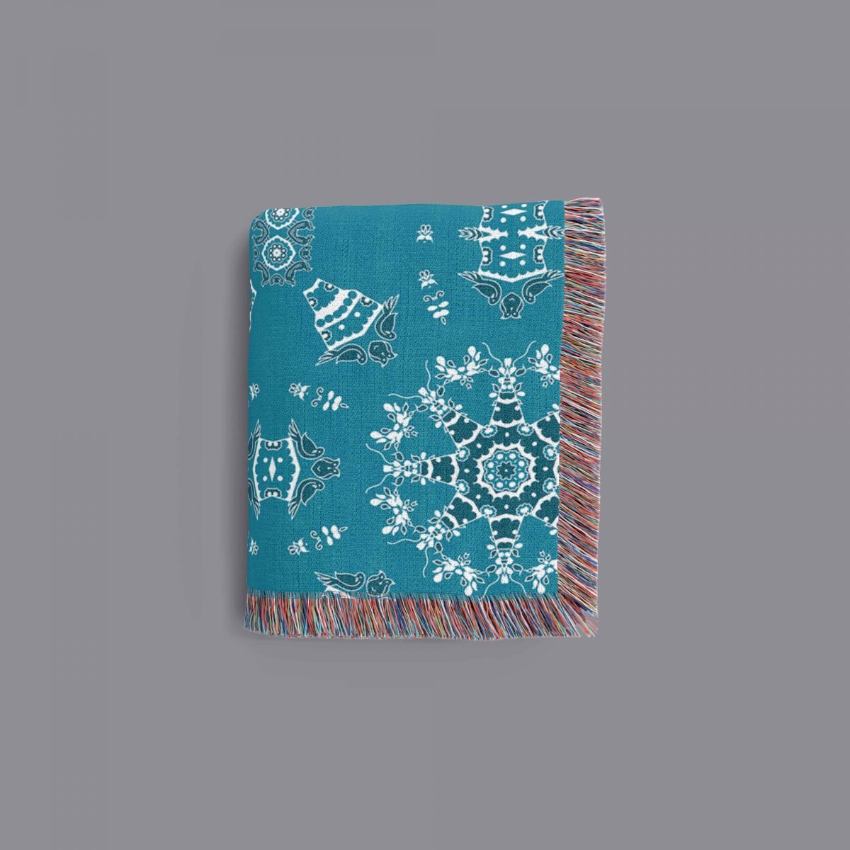 Floating Birds and Snowflakes on Blue folded2