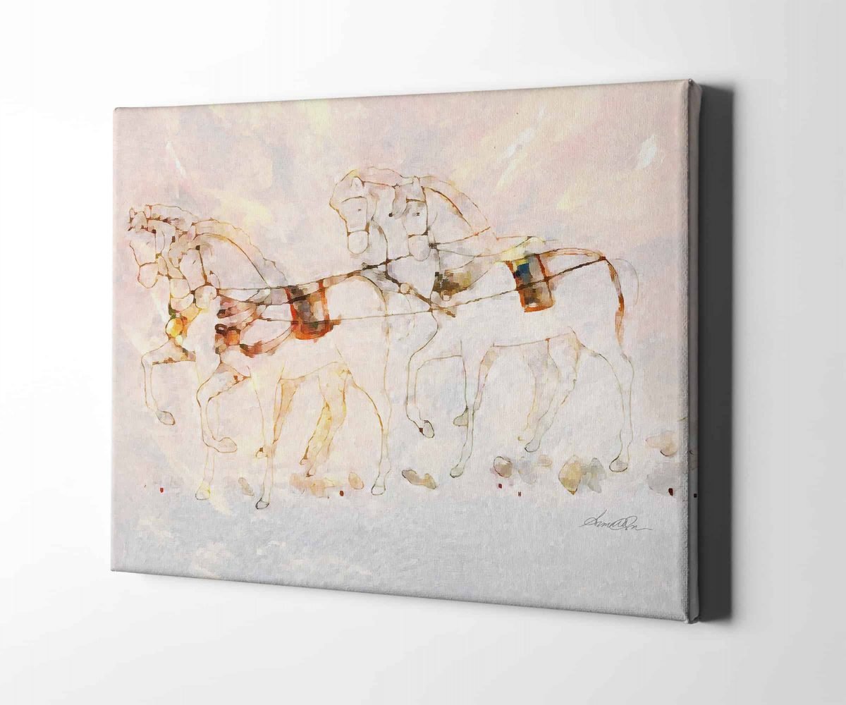 Frolicking Horses Pastel Horizontal 18x24 Perspective Main View