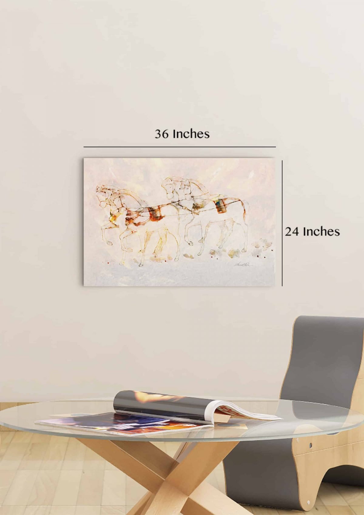 Frolicking Horses Pastel Horizontal Room Mockup 24 x 36