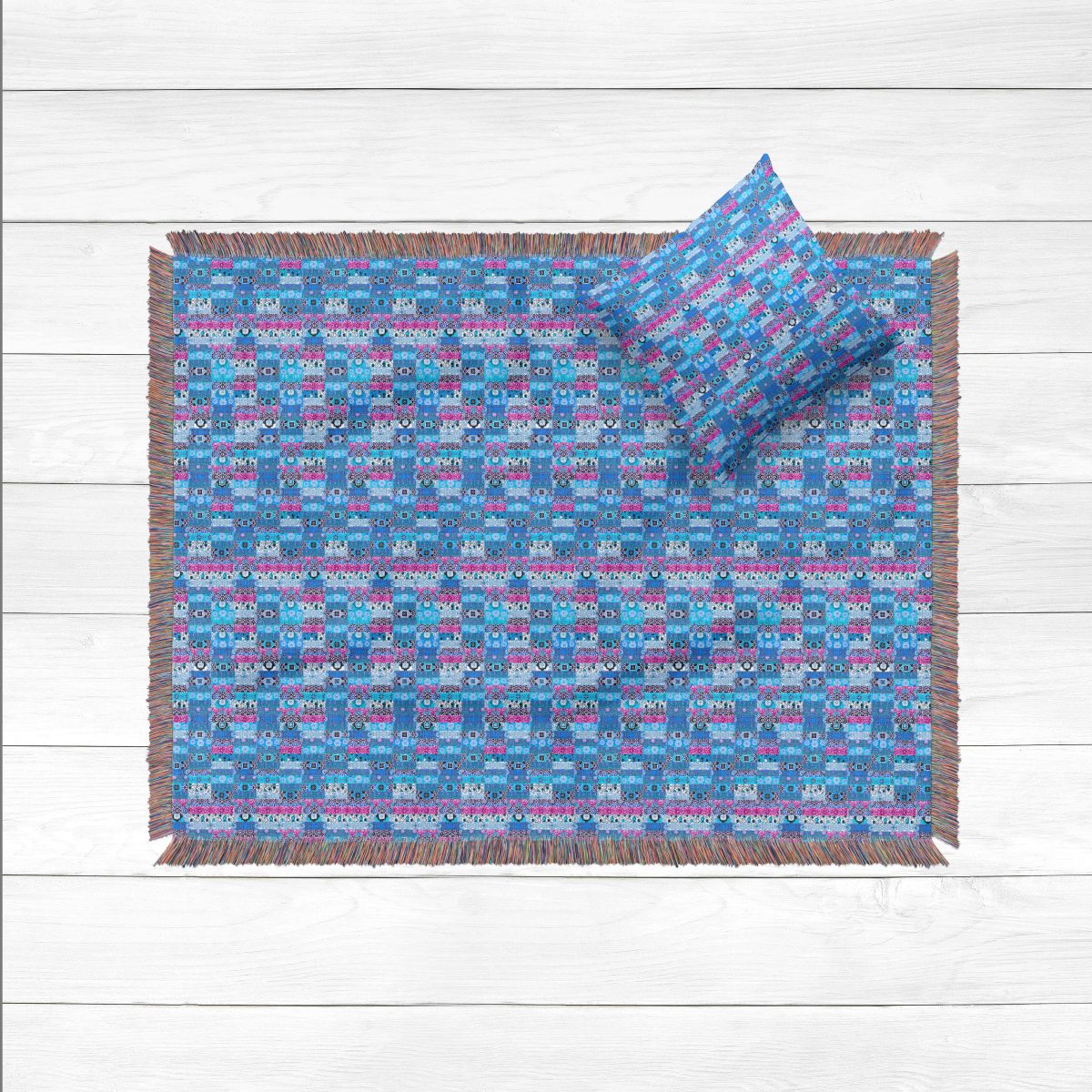 Kantha Blue and Pink topview