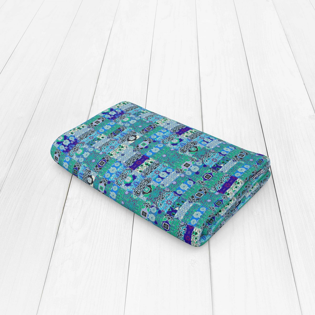 Kantha Bluegreen and purple Folded 1