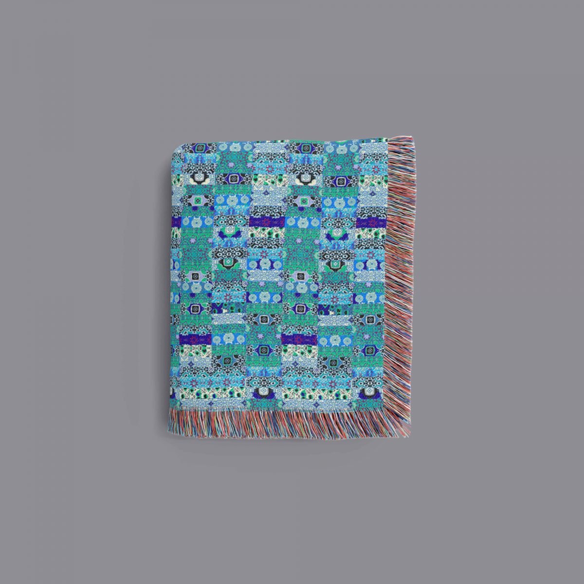 Kantha Bluegreen and purple Folded 2