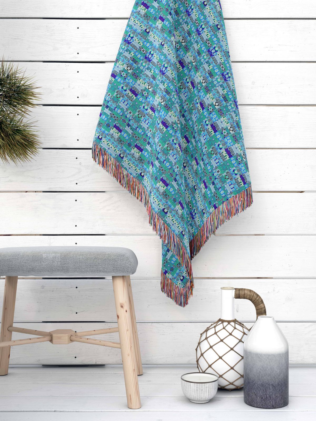 Kantha Bluegreen and purple Scene