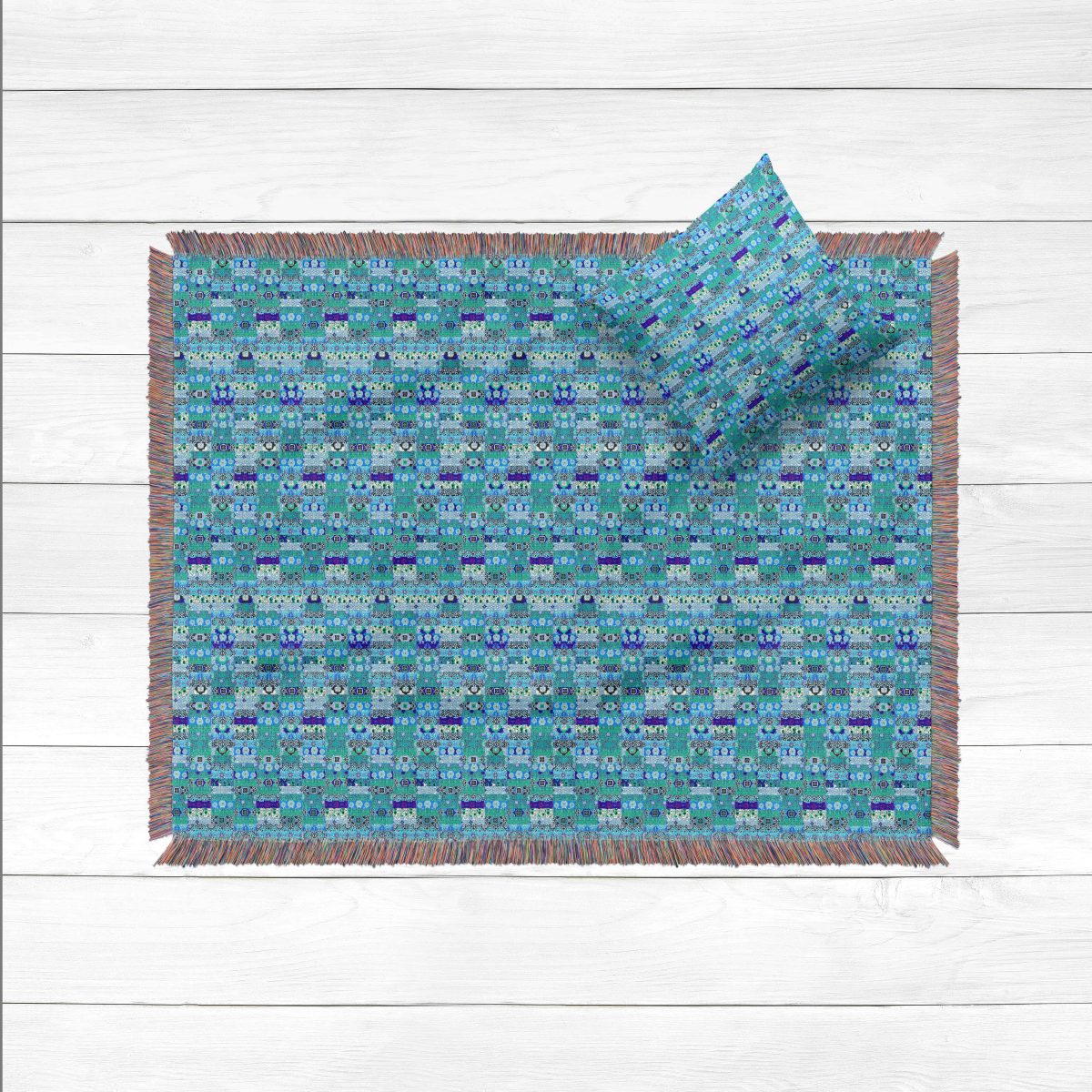 Kantha Bluegreen and purple topview