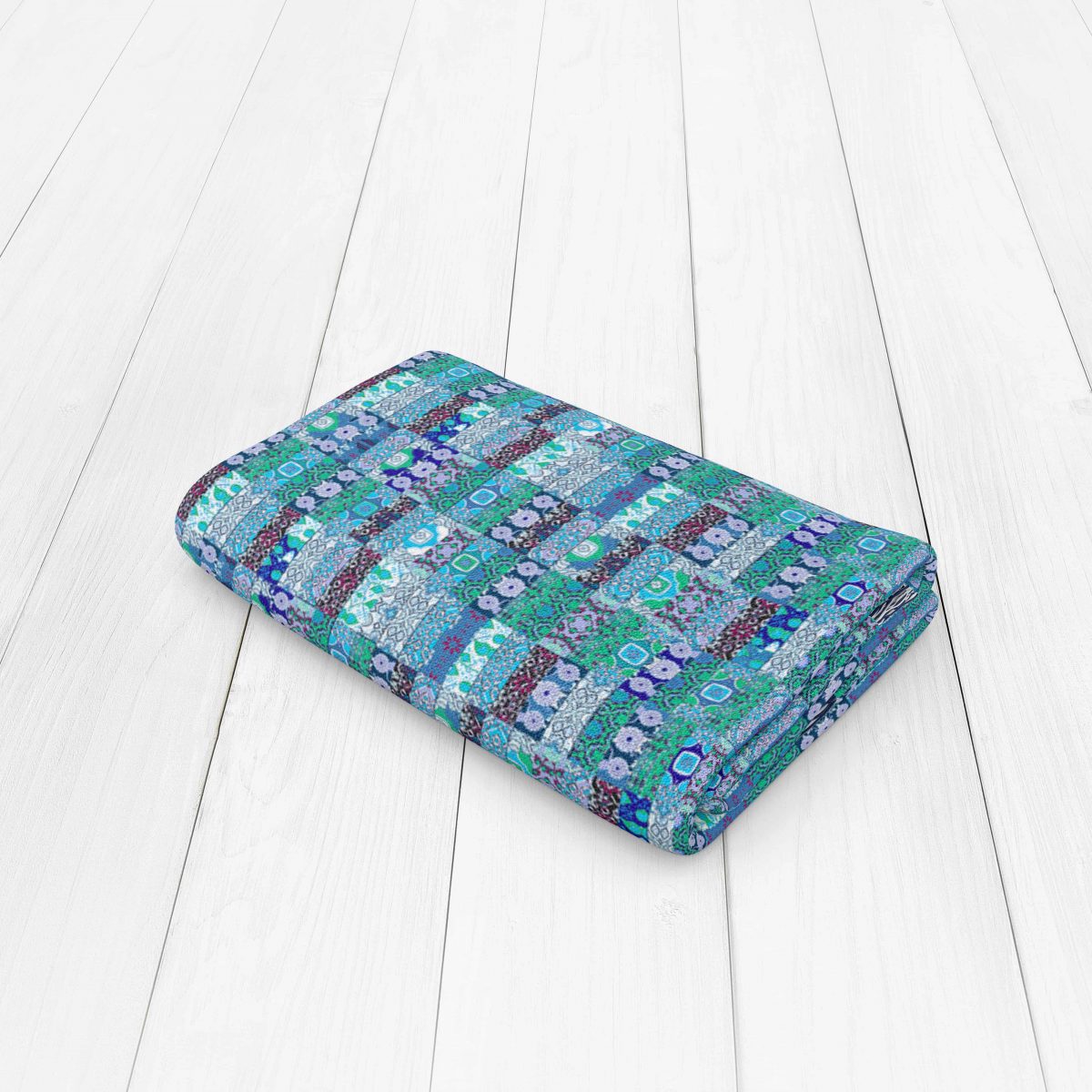 Kantha green and blue Folded 1