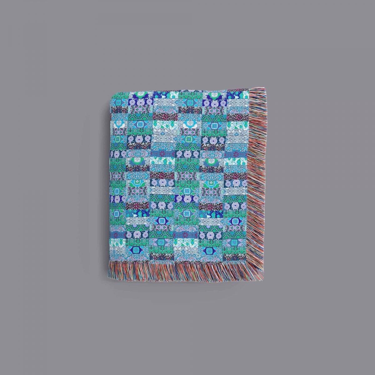 Kantha green and blue Folded 2