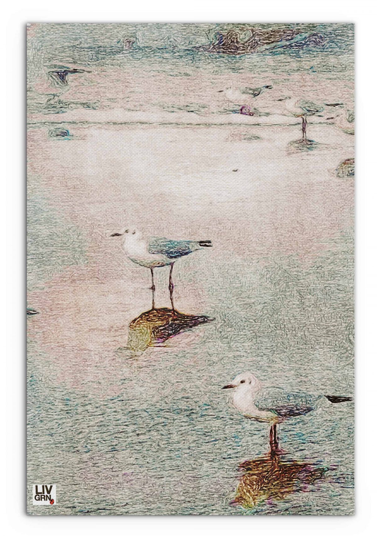 Light Green Seagulls vertical 24x36 Regular Front View