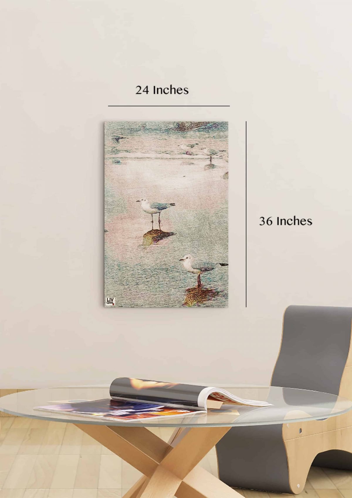 Light Green Seagulls vertical Room Mockup 24 x 36