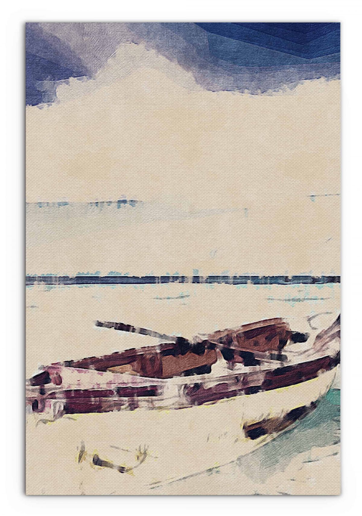 Liv Grn Boat Brown on Pastel Vertical 24x36 Regular Front View