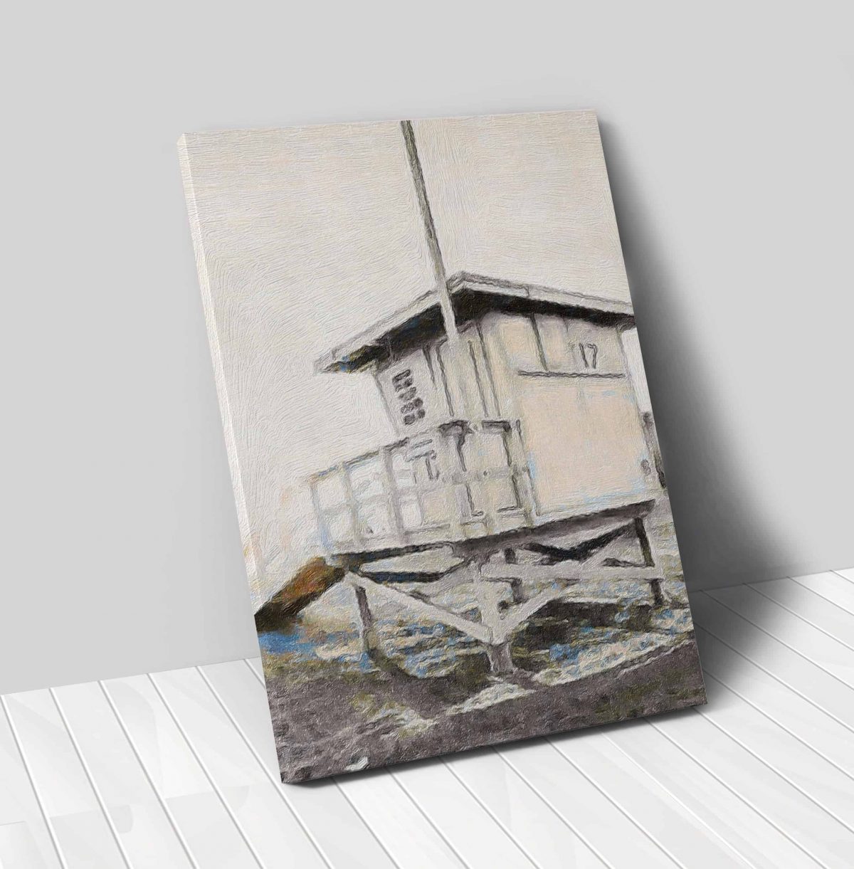 LivGrn Life Guard House SideView Gray VERTICAL 24x36 canvas 01 vertical