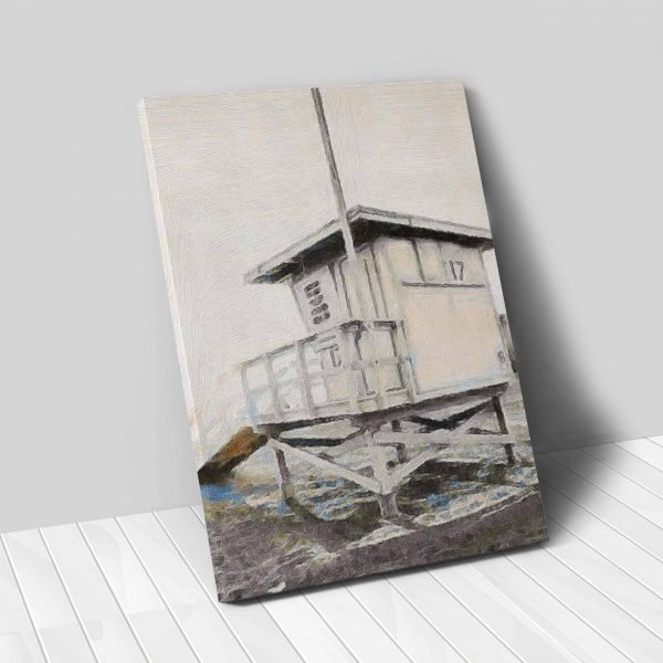 LivGrn Life Guard House SideView Gray VERTICAL 24x36 canvas 01 vertical