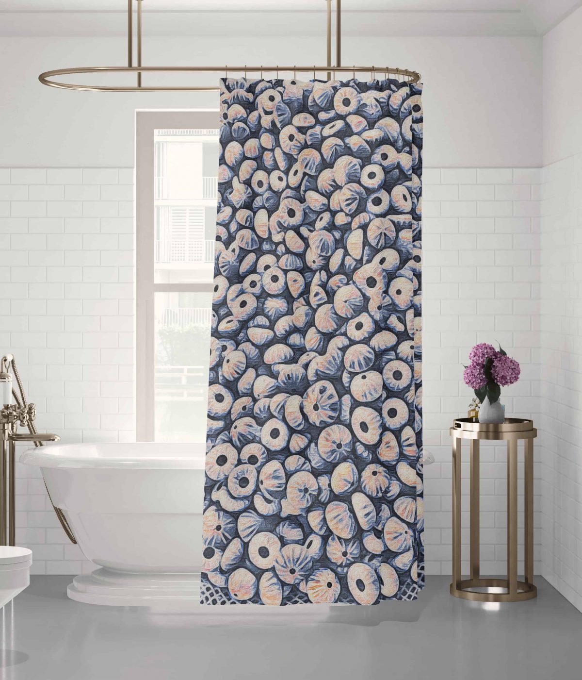 LivGrn Sea Shells Bundle Bath Curtain MOCKUP3