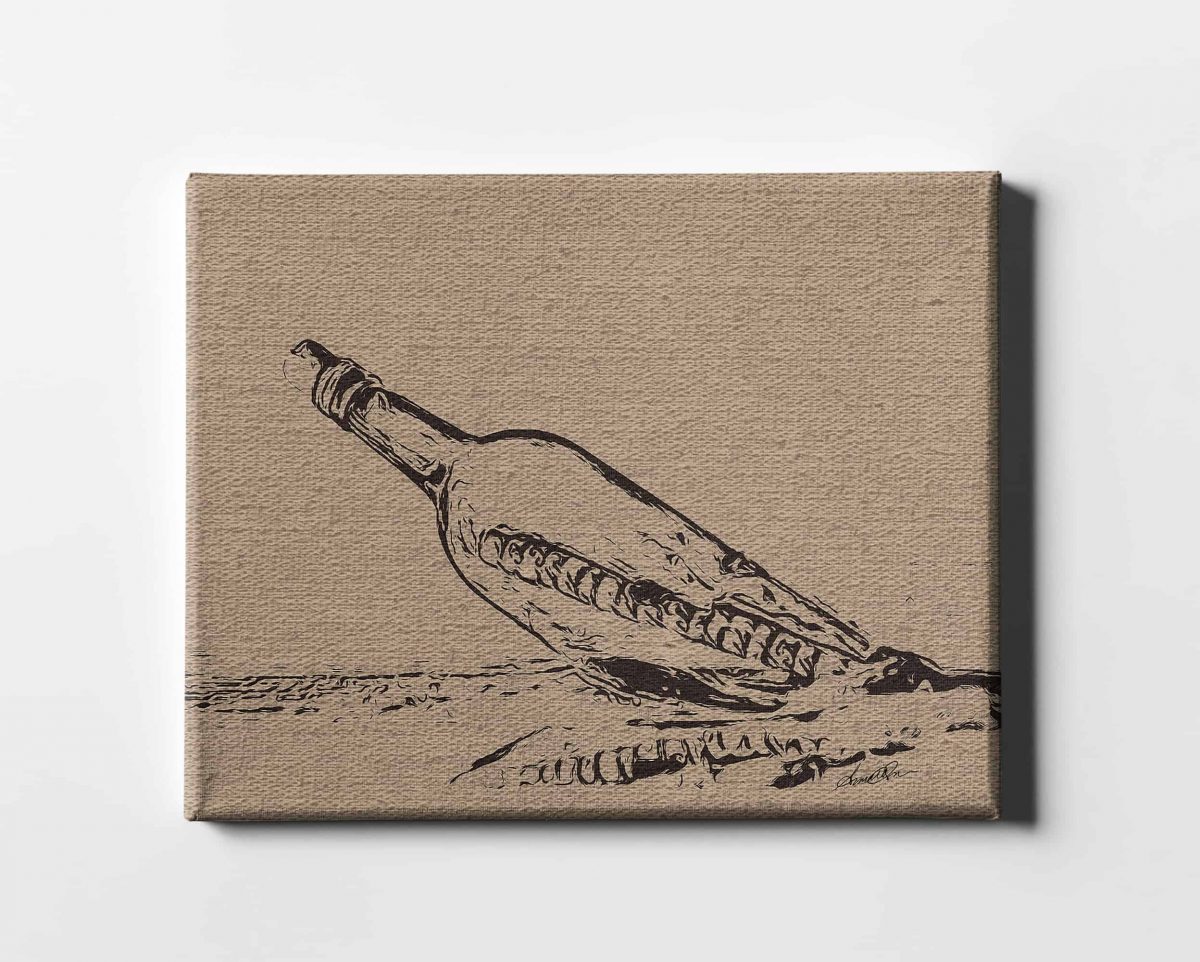 Message in a Bottle Rustic Horizontal 18x24 Straight Main View