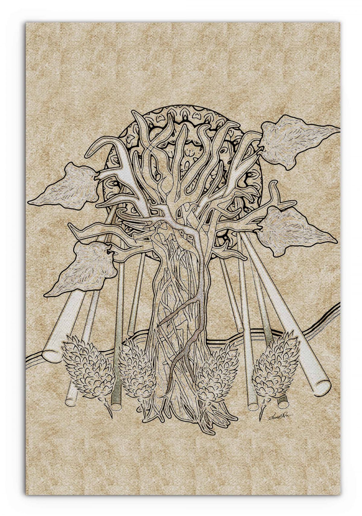 Moon Tree Rustic Vertical 24x36 Regular Front View