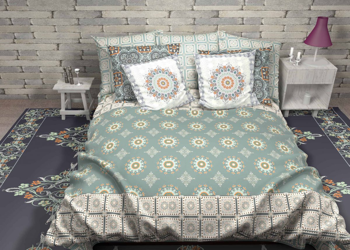 Open Mandala Patch gray Duvet Cover Wide Closeup Front