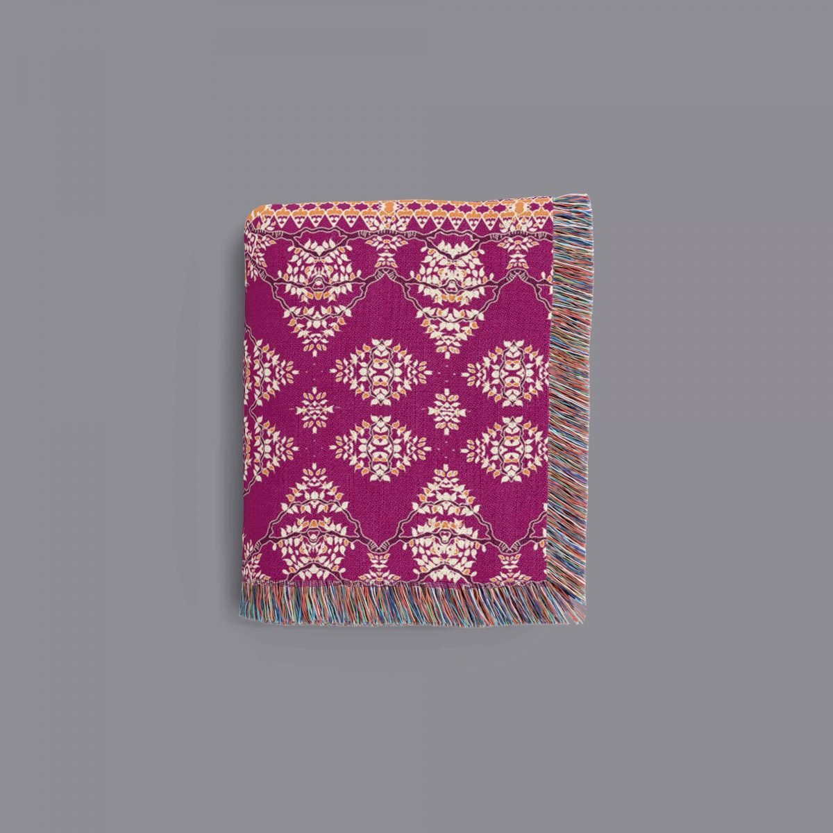 Regal Mughal Orange and Magenta Folded 2