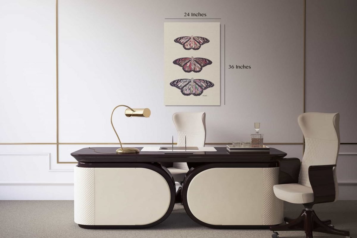 Rustic Butterflies 24 x 36 Luxury Office White