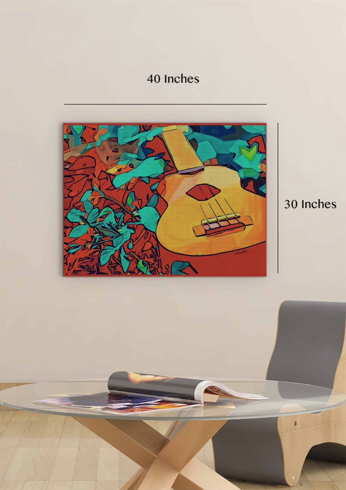 Spanish Guitar Red Horizontal 40x30 Room Mockup