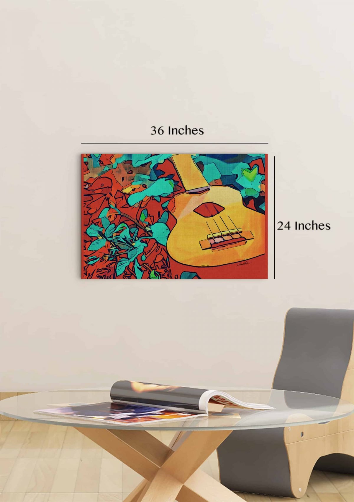 Spanish Guitar Red Horizontal Room Mockup 24 x 36