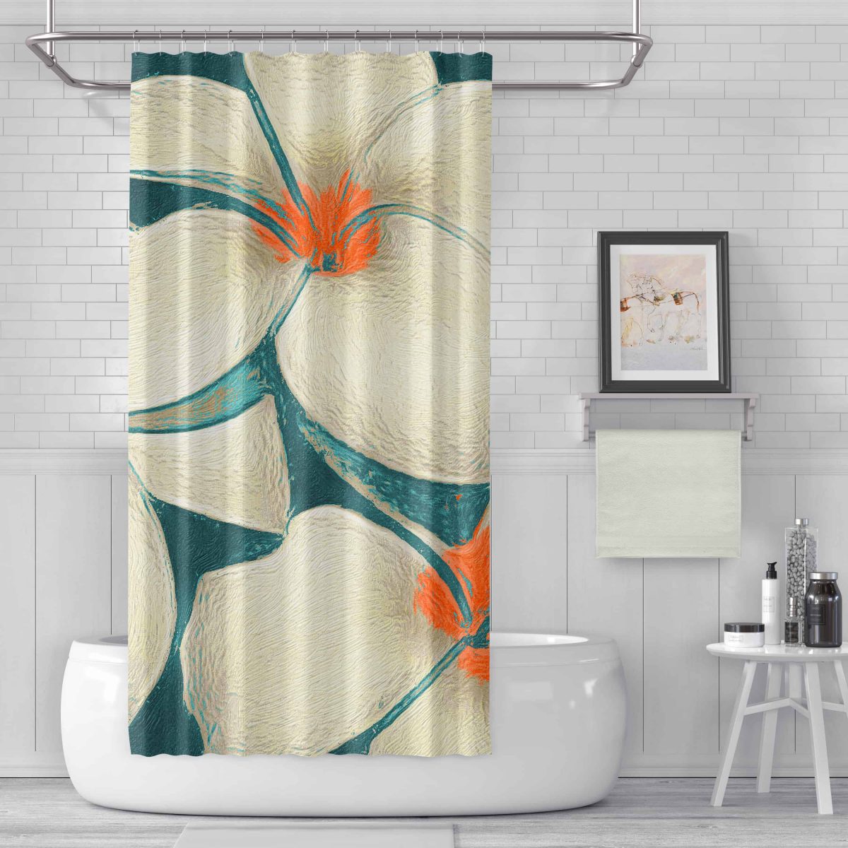 Thee oil Flowers White with Orange Bathroom Scene MOCKUP5