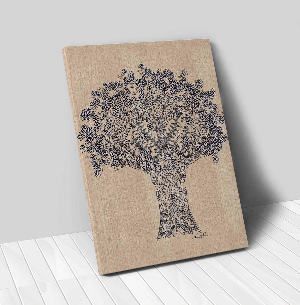 Tree of Life on Wood Vertical 24x36 canvas 01 vertical