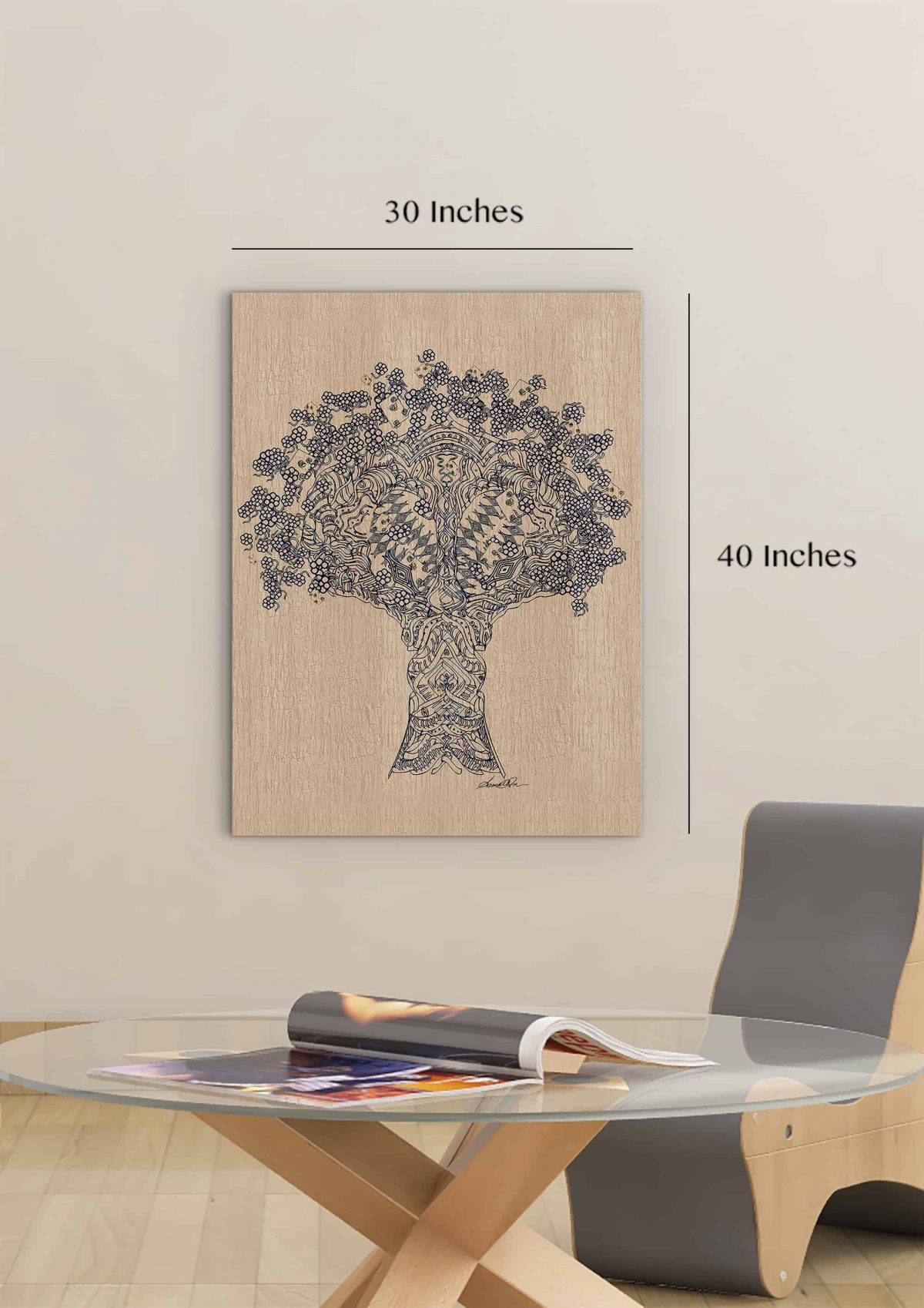 Tree of Life on Wood Vertical 30 x 40 Room Mockup