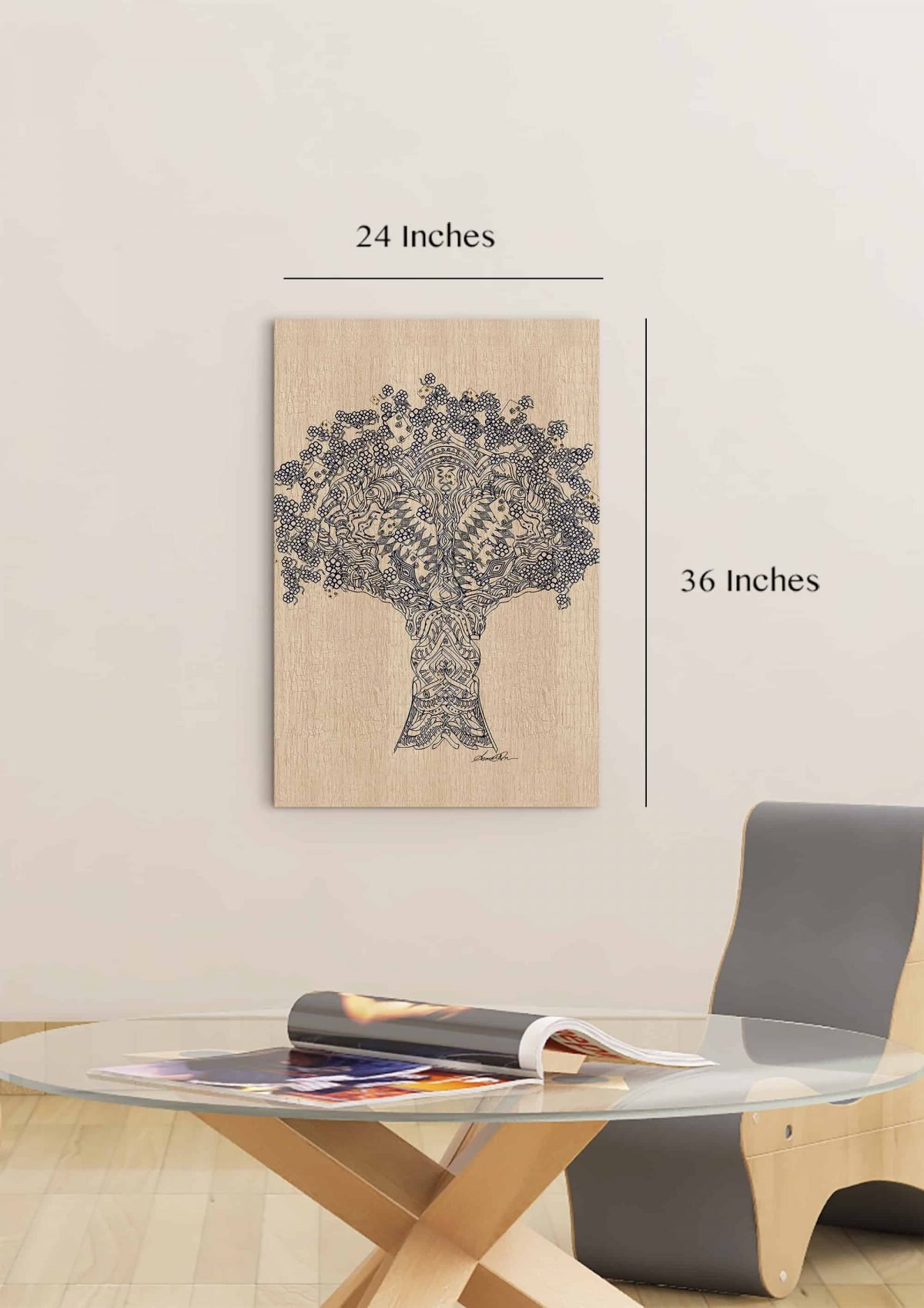 Tree of Life on Wood Vertical Room Mockup 24 x 36