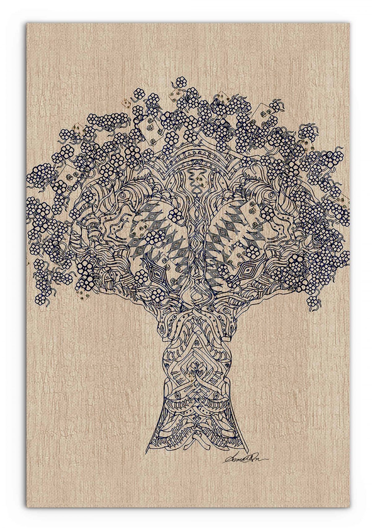 Tree of Life on Wood Vertical24x36 Regular Front View