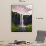 Waterfall in a Canyon Watercolor Vertical 30 x 40 Room Mockup