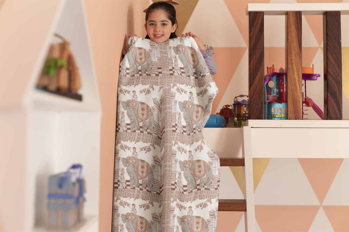 blanket mockup featuring a playful girl in her room 24691 16