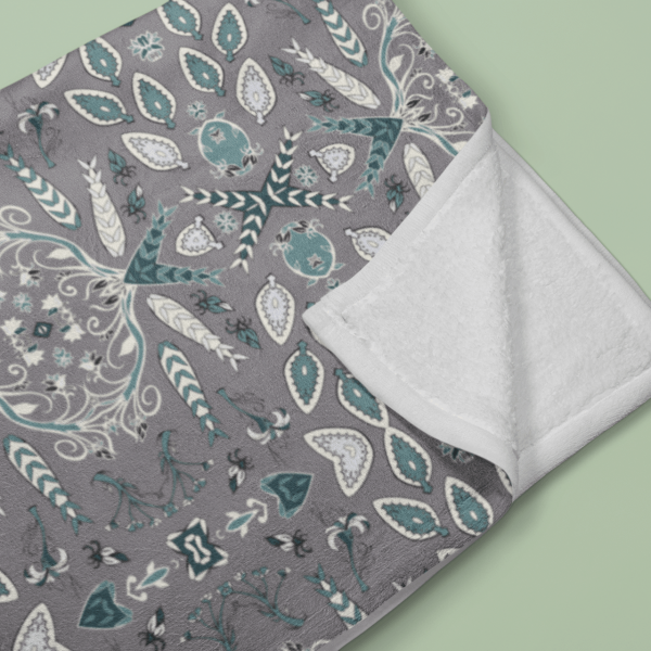 mockup of a folded throw blanket in a colored surface 24670 30